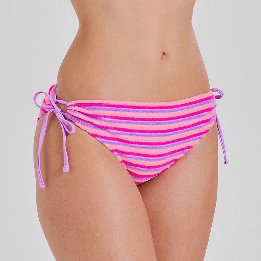 Ninety Nine Side Tie Adjustable Cheeky Hipster Swim Bottoms Terry Dream Large